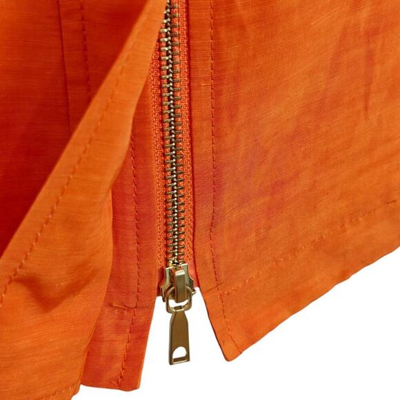 Lafayette 148 Belted Full Zip Front Jacket Size 10 Orange Linen Cupro Pockets - Picture 3 of 11